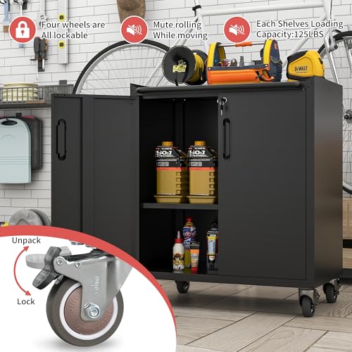 Metal 4 Drawer Rolling Tool Storage Cabinet with Locking Doors N298417
