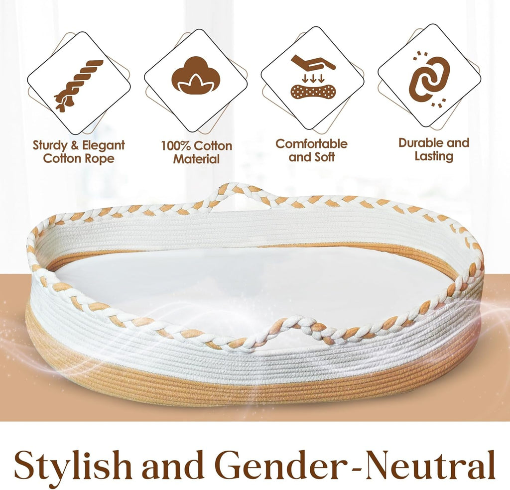 Baby Changing Basket with Thick Foam Mattress, Waterproof Cover, Storage Bag Y58456