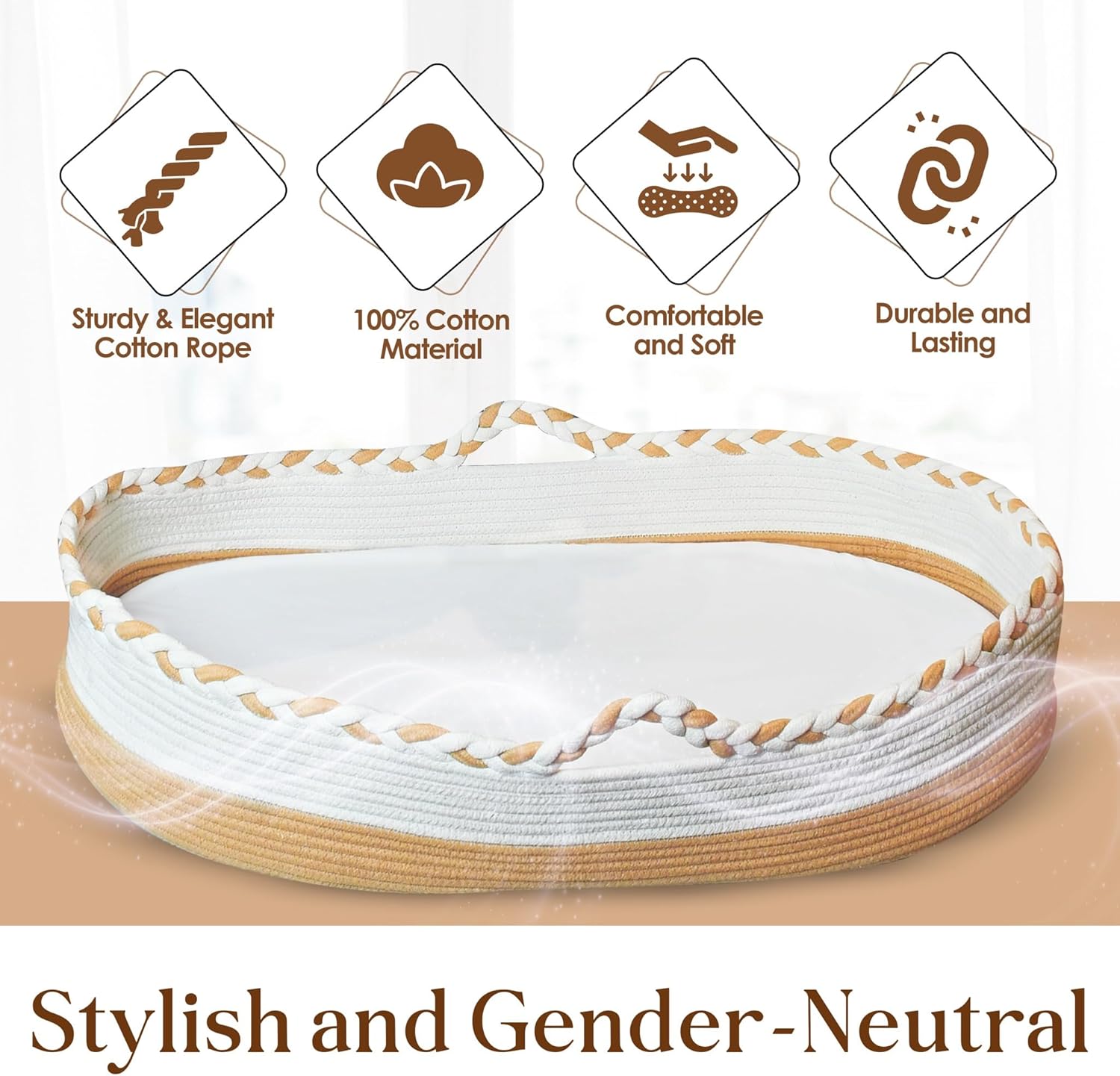 Baby Changing Basket with Thick Foam Mattress, Waterproof Cover, Storage Bag Y58456