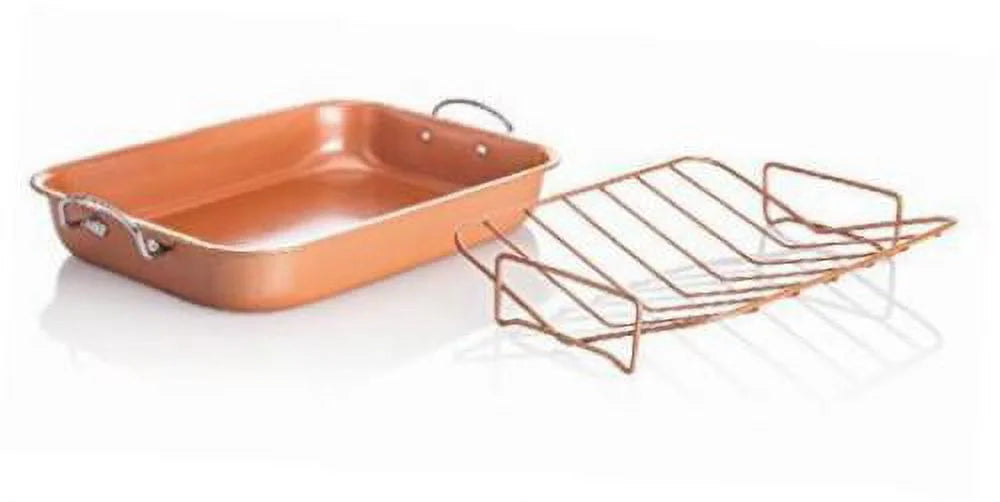 Nonstick Copper Roasting Pan with Rack L55257