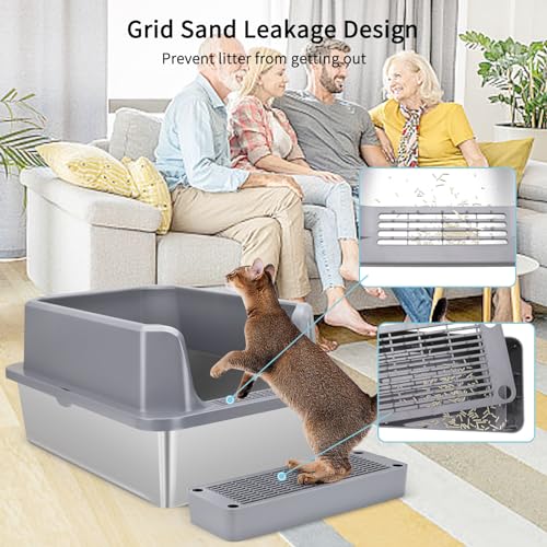 White Enclosed Stainless Steel Cat Litter Box O100241
