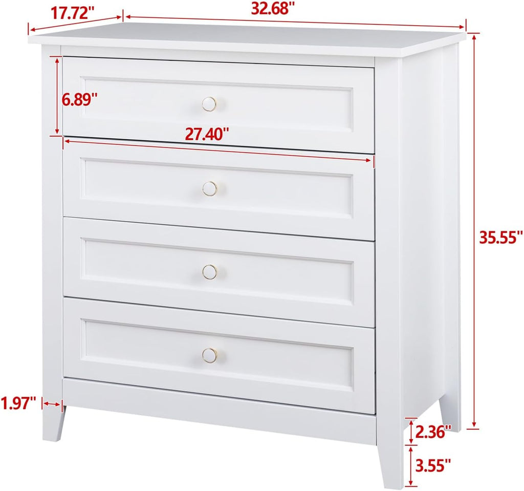 White Solid Wood Drawer Dresser I541241
