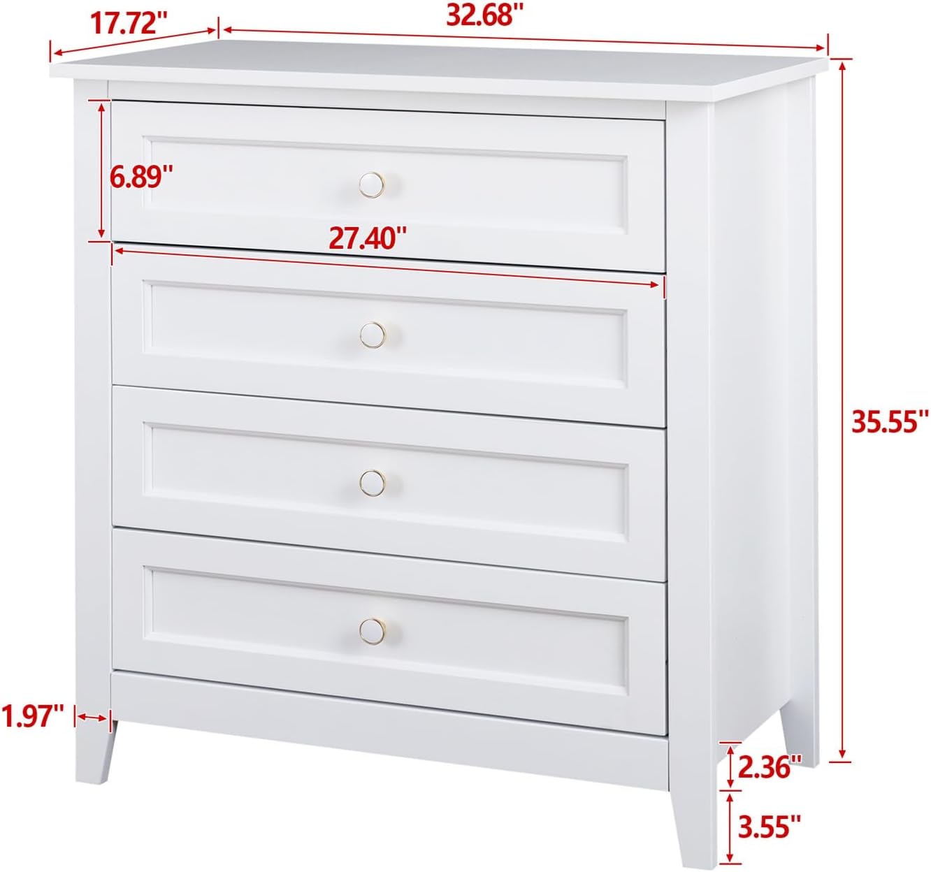 White Solid Wood Drawer Dresser I541241