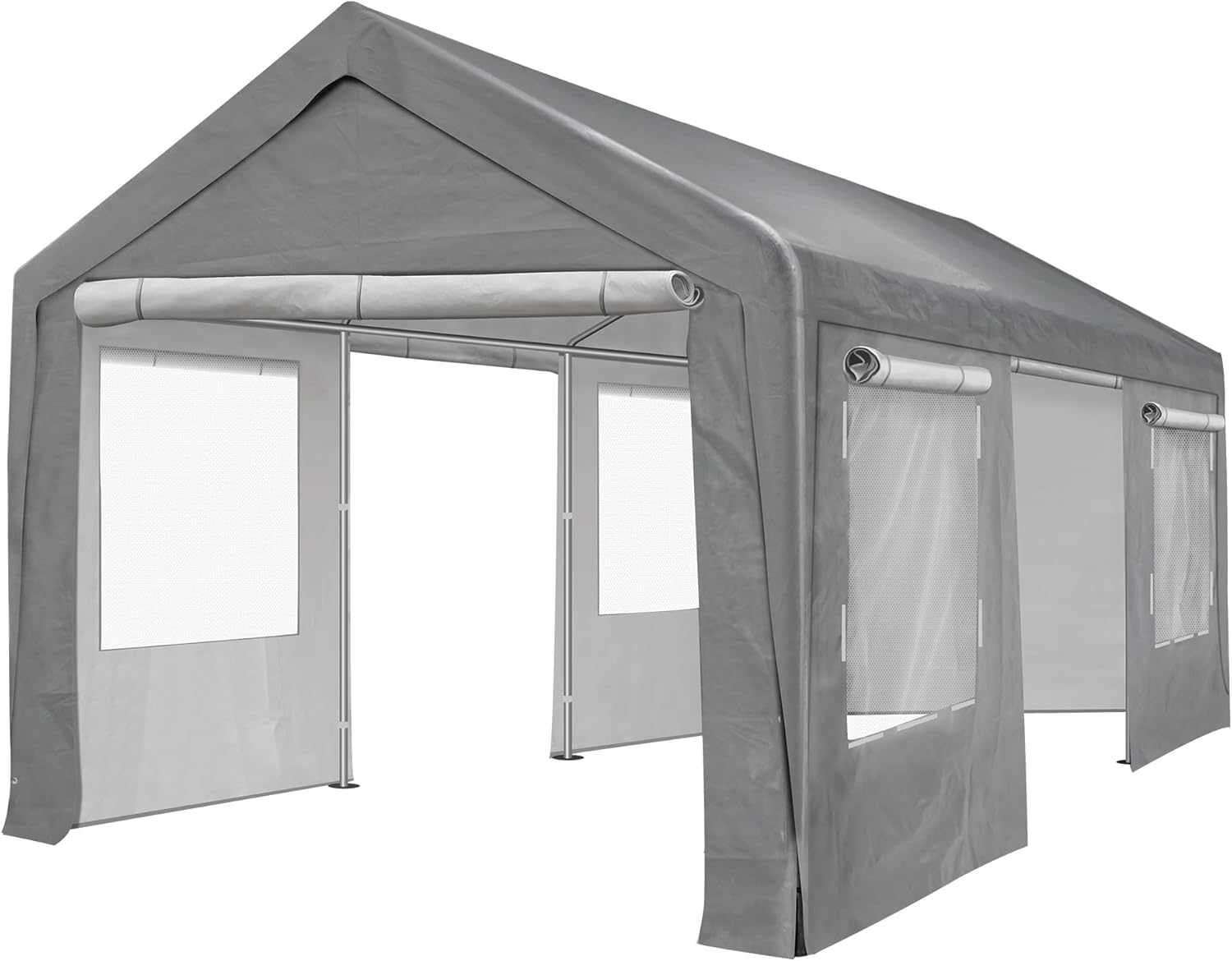 10'x20' Portable Carport Garage with Roll-up Doors and Windows M6214