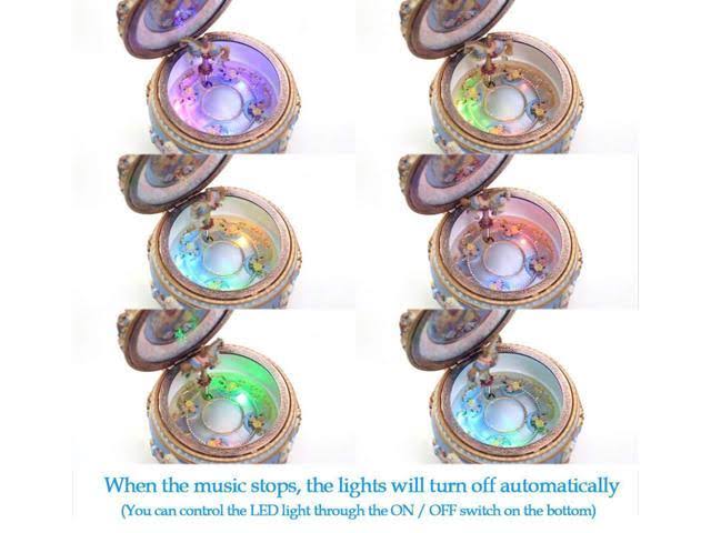 Classical Carousel Horse Music Box with LED Lights Resin Carved Mechanical Musical Box H4502