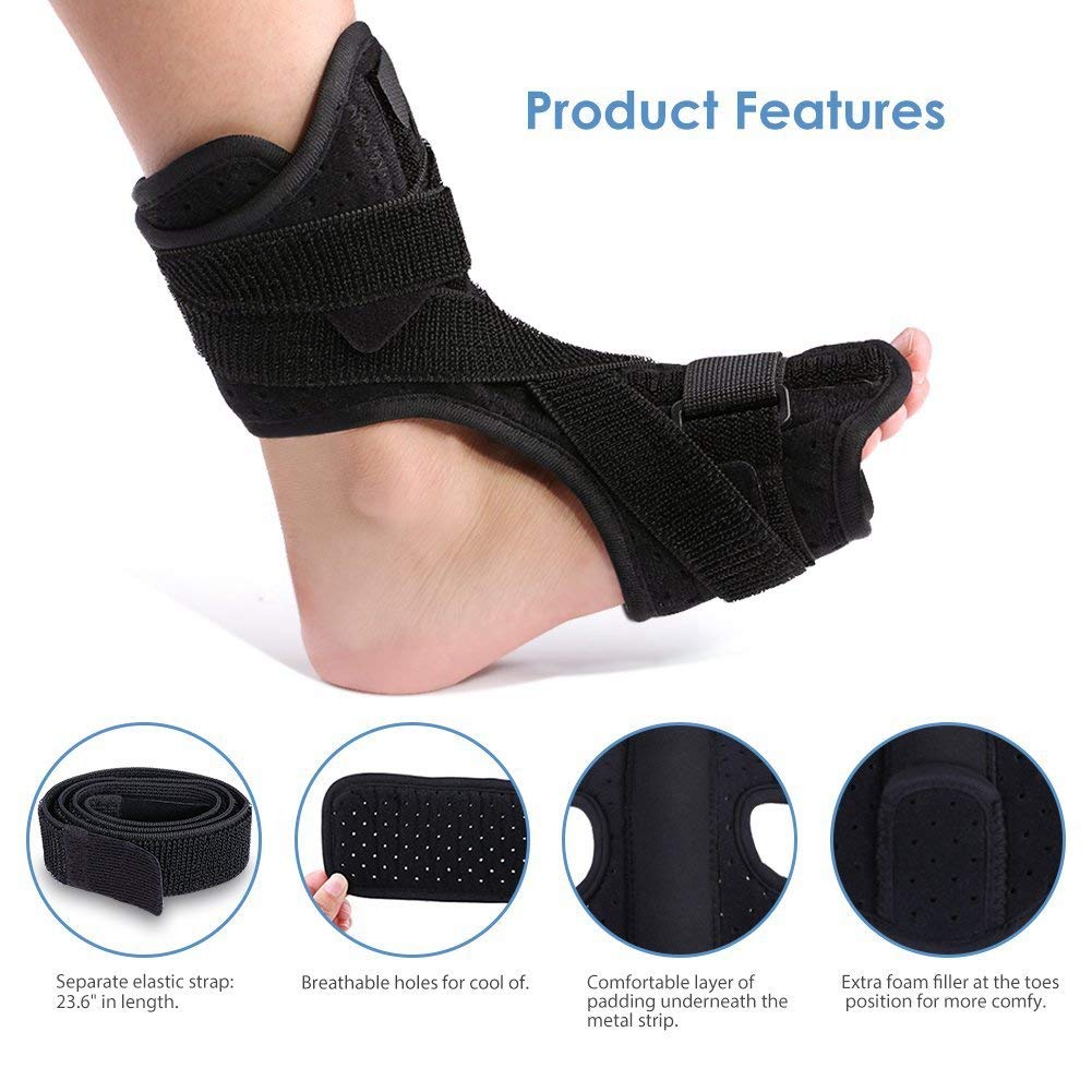 Adjustable Plantar Fasciitis Night Splint Orthotic Brace with Spiky Massage Ball W961542