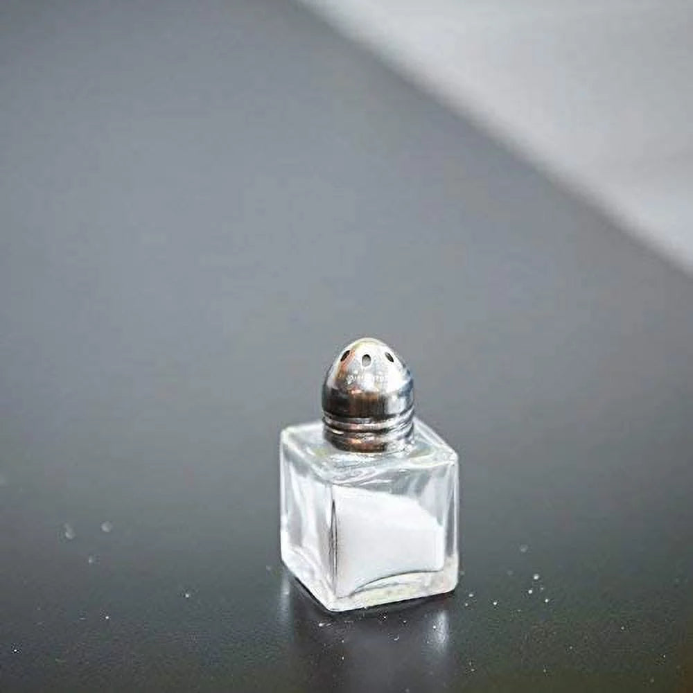 (Set of 12) 0.5 oz Glass Cube Salt and Pepper Shakers N5144