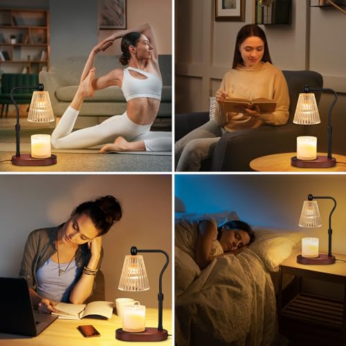 Candle Warmer Lamp with Timer and Dimmer Adjustable Height Electric Wax Melt Warmer with 2 Bulbs W33016