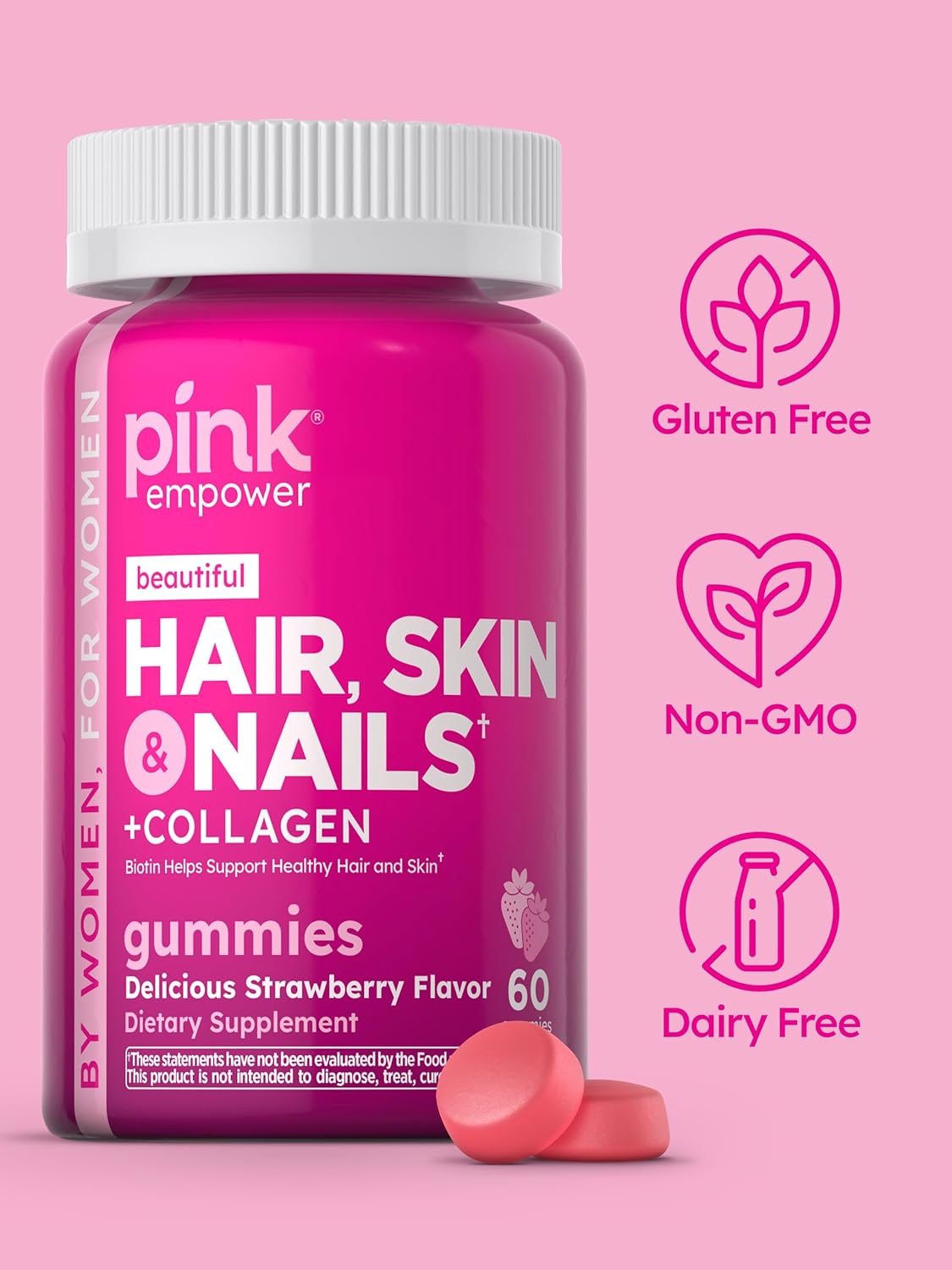 60 Count Non-GMO Gluten Free Hair Skin Nails Gummies L739220