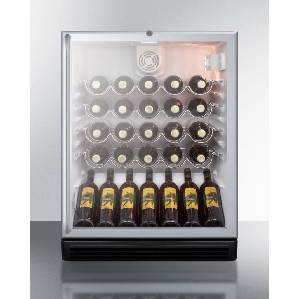 Black wine cellar with glass door L63638