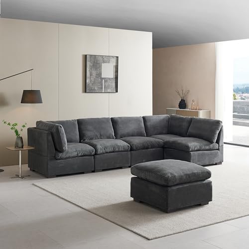 Oversized Modular 6 Seaters Cloud Sectional Sofa with Reversible Chaises O65792
