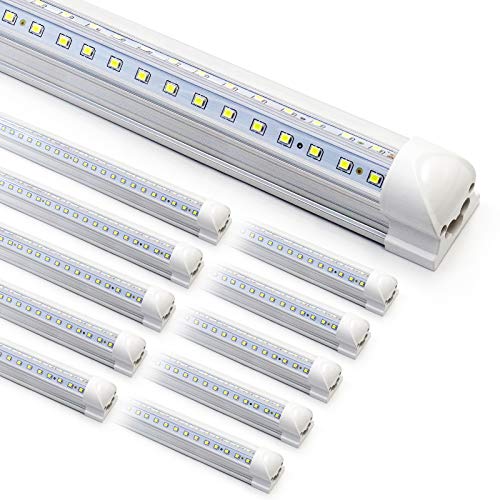 10-Pack 8ft 90W T8 Integrated LED Tube Light 6500K 12000LM V-Shape Linkable Clear Cover J7852