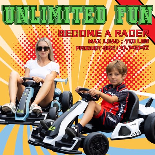 Red Electric Drift Kart Car with Adjustable Seat, 24V, 4 Speed Mode, 300W Motor, 8.5 MPH A654