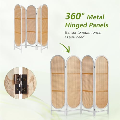 White Brown Hand-Woven Rattan Room Divider Z6049