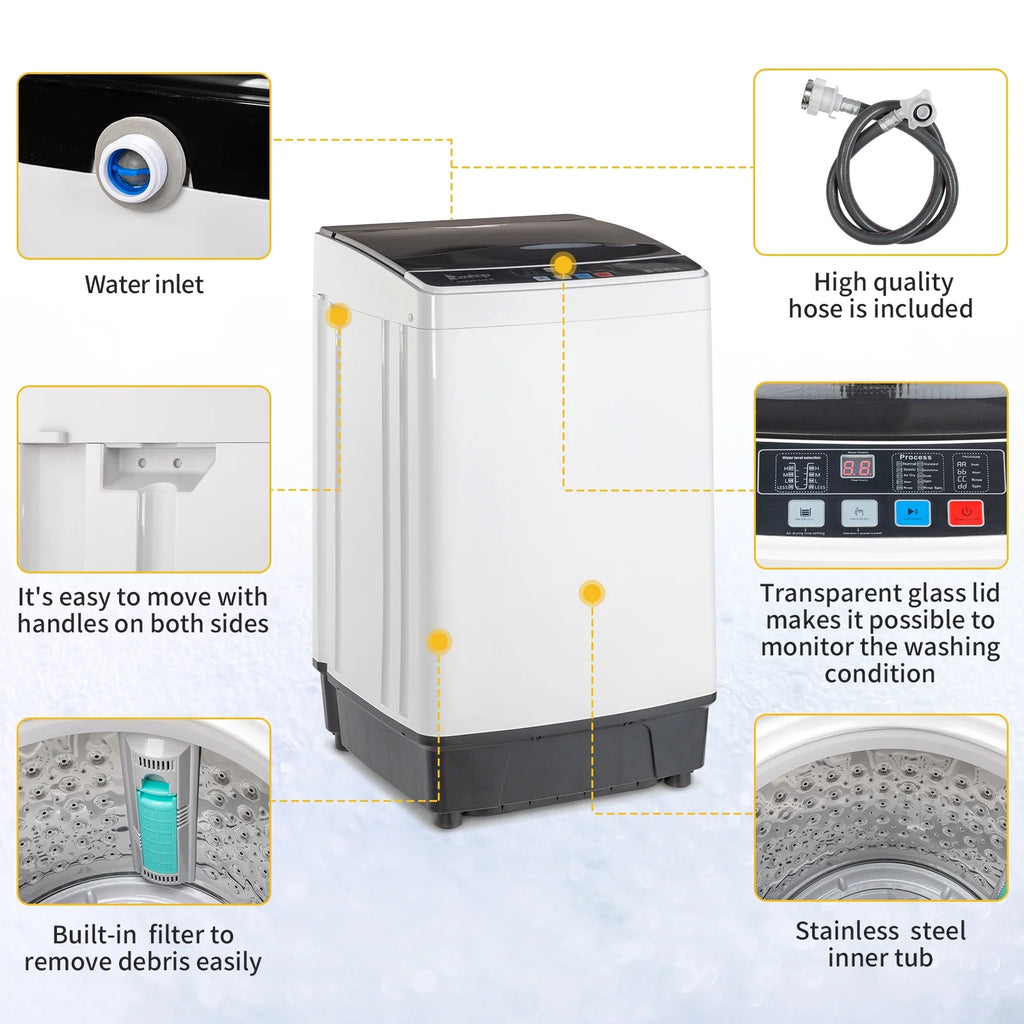 17.6 Lbs Portable Washing Machine with LED Display P441