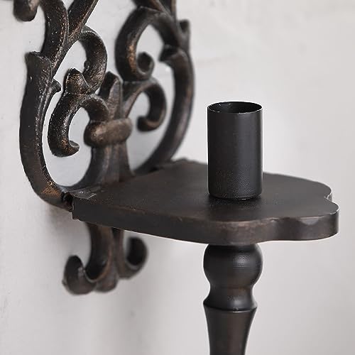Black Antique Metal Wall Candle Sconce Holder Set of 2 F2471