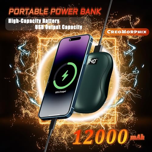 Rechargeable Hand Warmers 2 Pack, 12000mAh Electric Portable Power Bank S833