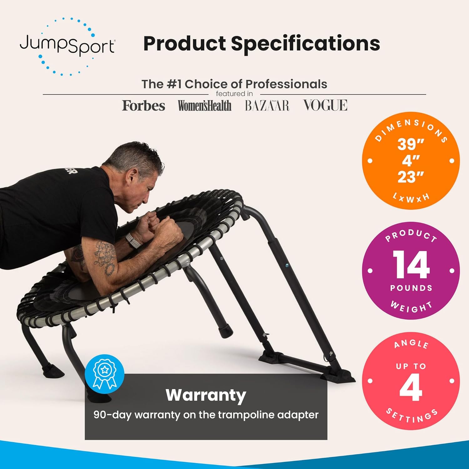 39" Plyometric Rebounder Trampoline with Toning Ball I17260