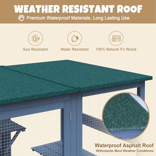 Large Walk in Cat Cage with Waterproof Roof, 5 Platforms, 2 Resting Box, Cat Scratching Post T107