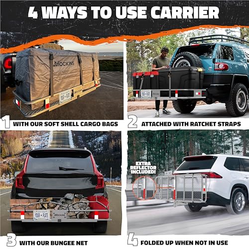 60"x20"x6" Folding Trailer Hitch Cargo Carrier with Waterproof Cargo Bag S122347