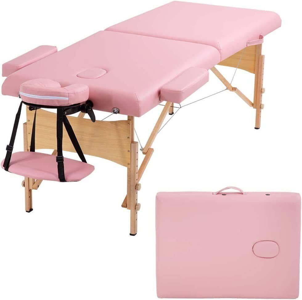 Black 84" Long Portable 2/3 Folding Massage Table with Carry Case Y99842