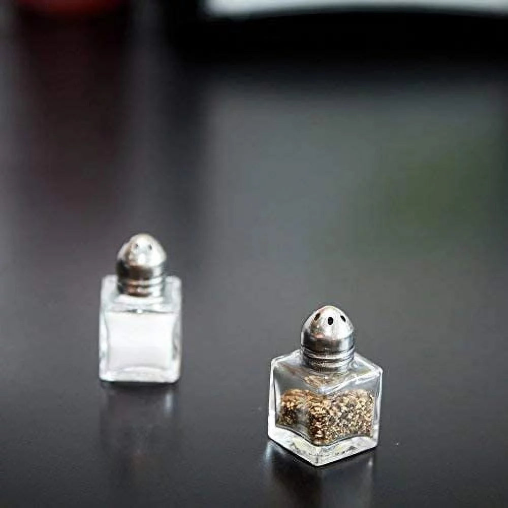 (Set of 12) 0.5 oz Glass Cube Salt and Pepper Shakers N5144