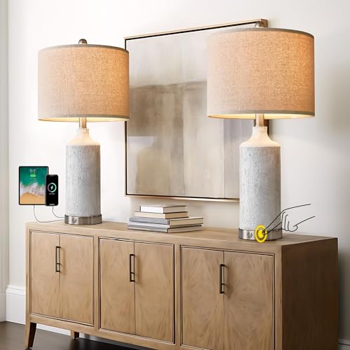 24” Table Lamps Set of 2, 3-Way Dimmable with USB A+C C74242
