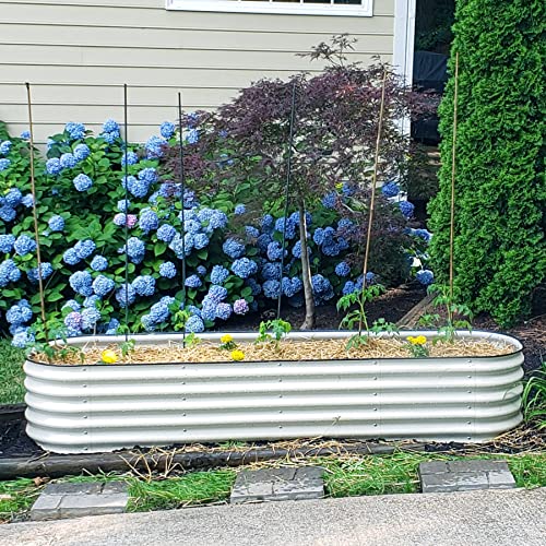 17" Tall 9 in 1 8ft X 2ft Metal Raised Planter Bed Modern Gray M4904