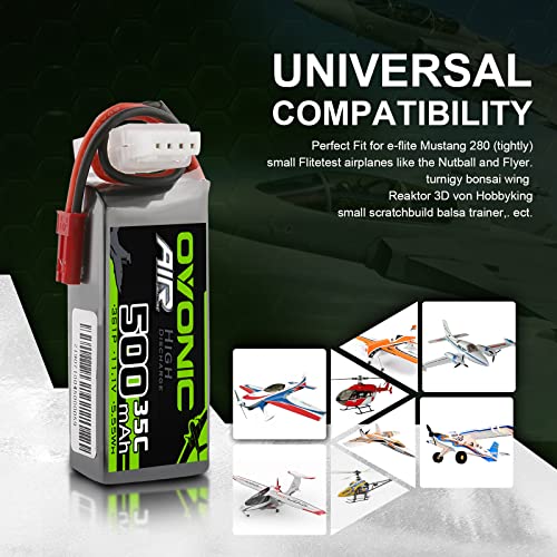 3S 11.1V 500mAh 35C Lipo Battery with JST Connector (2 Packs) W3590