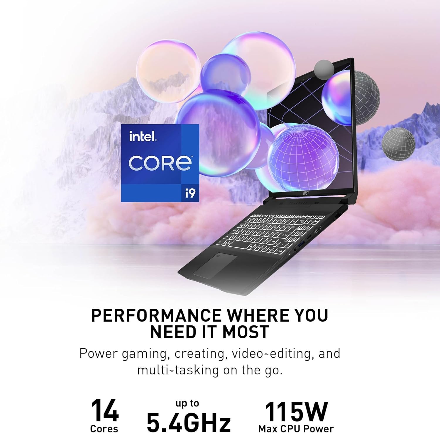 Black 16" QHD+ Laptop with Intel Core i9-13900H, GeForce RTX 4060, 64GB DDR5, 4TB NVMe SSD, Win 11 Pro N25292