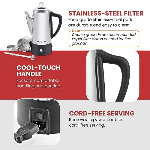 12-Cup Stainless Steel Electric Coffee Percolator A994