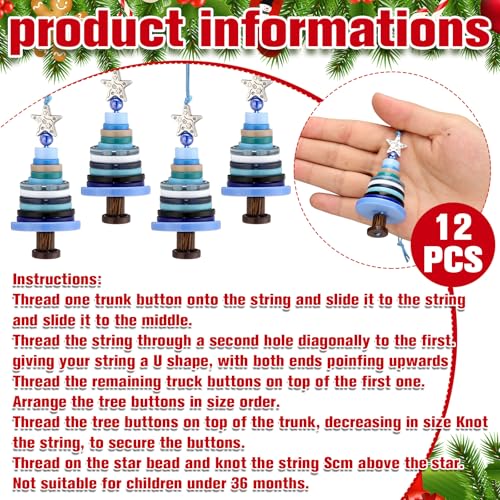 12 Sets Button Christmas Tree Craft Kits Green Q406