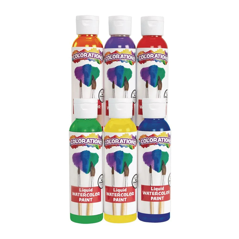 Set of 6 Non-Toxic Liquid Watercolor Paint, 4 oz X841