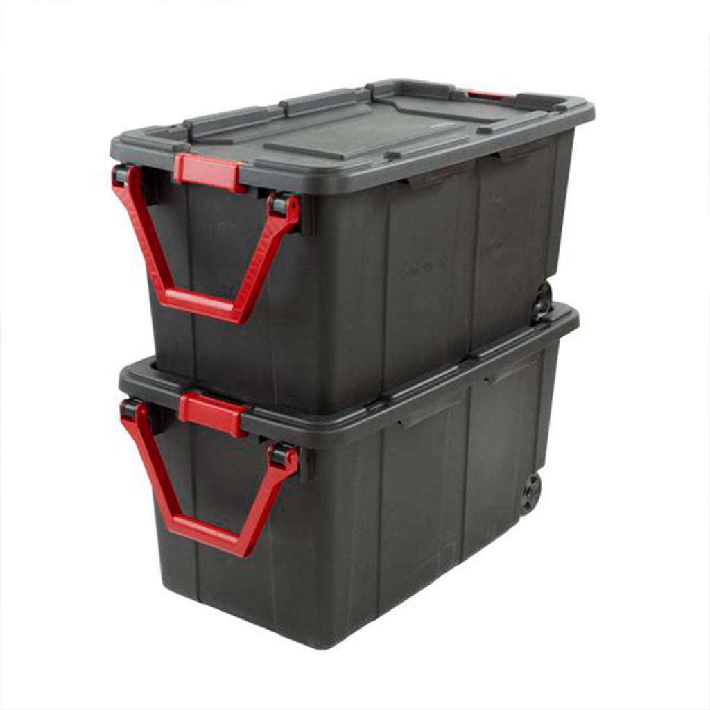 Black 8 Pack 40 Gallon Wheeled Storage Tote L231962