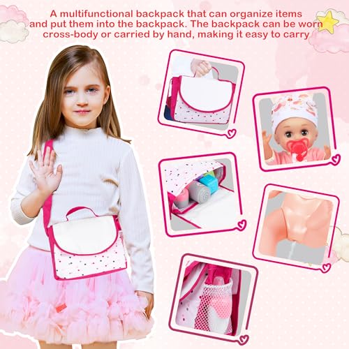 25Pcs Doll Care Toy Playset with Cradle Crib, High Chair, Milk Bottle, Pacifier, Diaper O15964