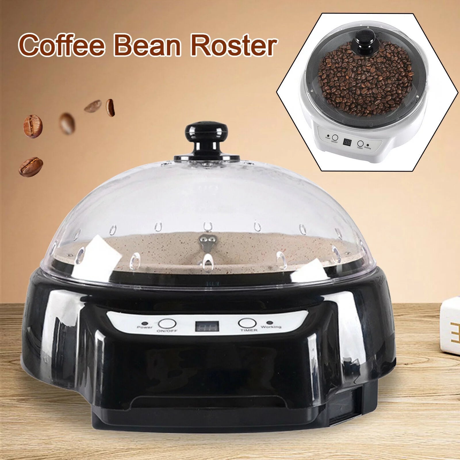Black Electric Coffee Roaster Machine V2590