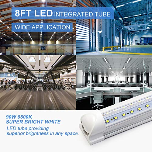 10-Pack 8ft 90W T8 Integrated LED Tube Light 6500K 12000LM V-Shape Linkable Clear Cover J7852