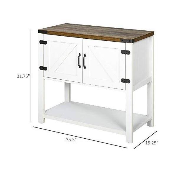 White 2-Door Storage Cabinet with Bottom Shelf Z866
