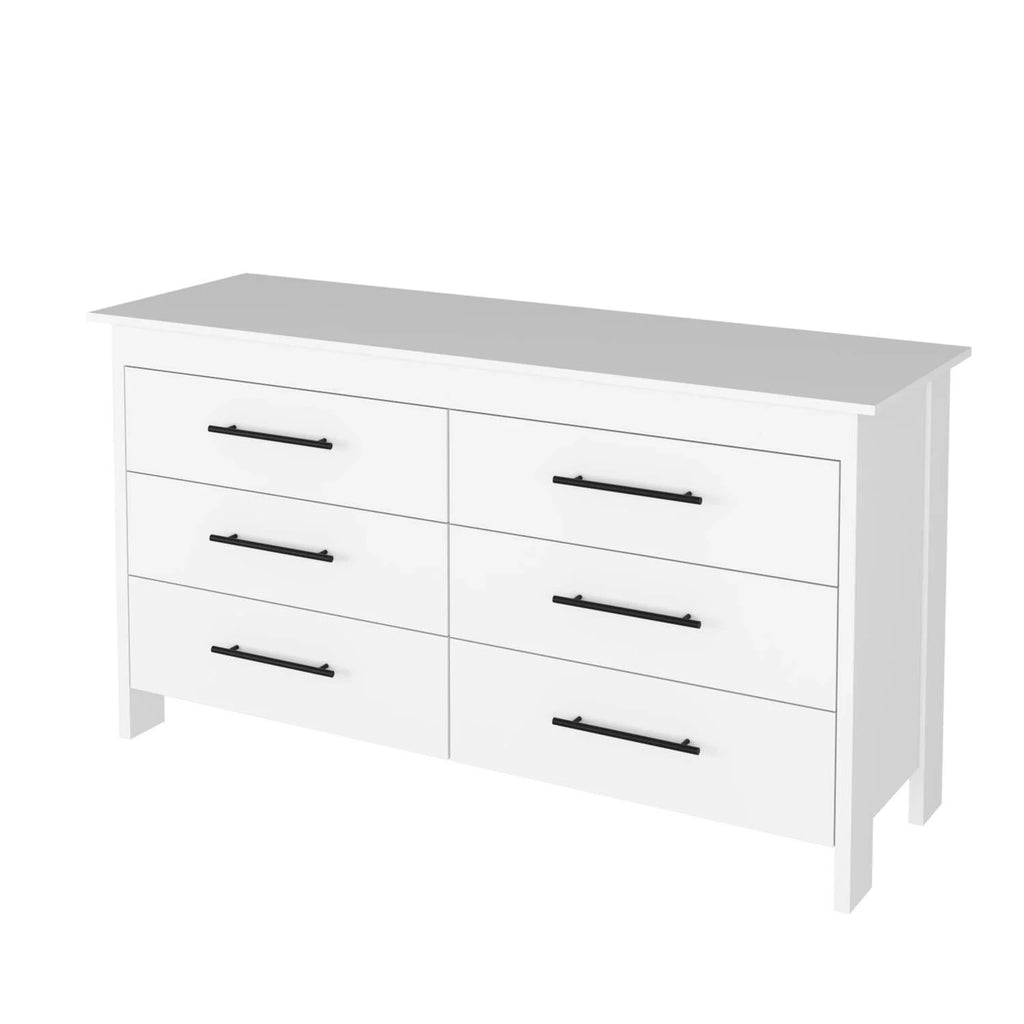 3-Piece Bedroom Set with Double Drawer Dresser and 2 Nightstands, White H24595