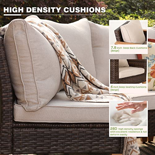 12 Piece Beige Wicker Patio Conversation Sofa Set J12273