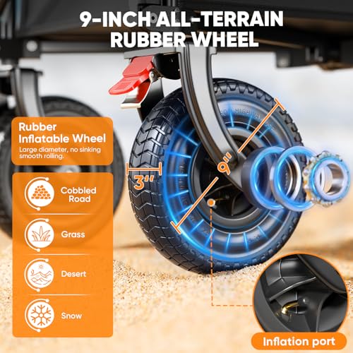 Black Heavy Duty Collapsible Utility Wagon with All-Terrain Wheels O310667