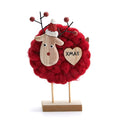 Red Christmas Wooden Wool Felt Elk Santa Claus Ornament M4547