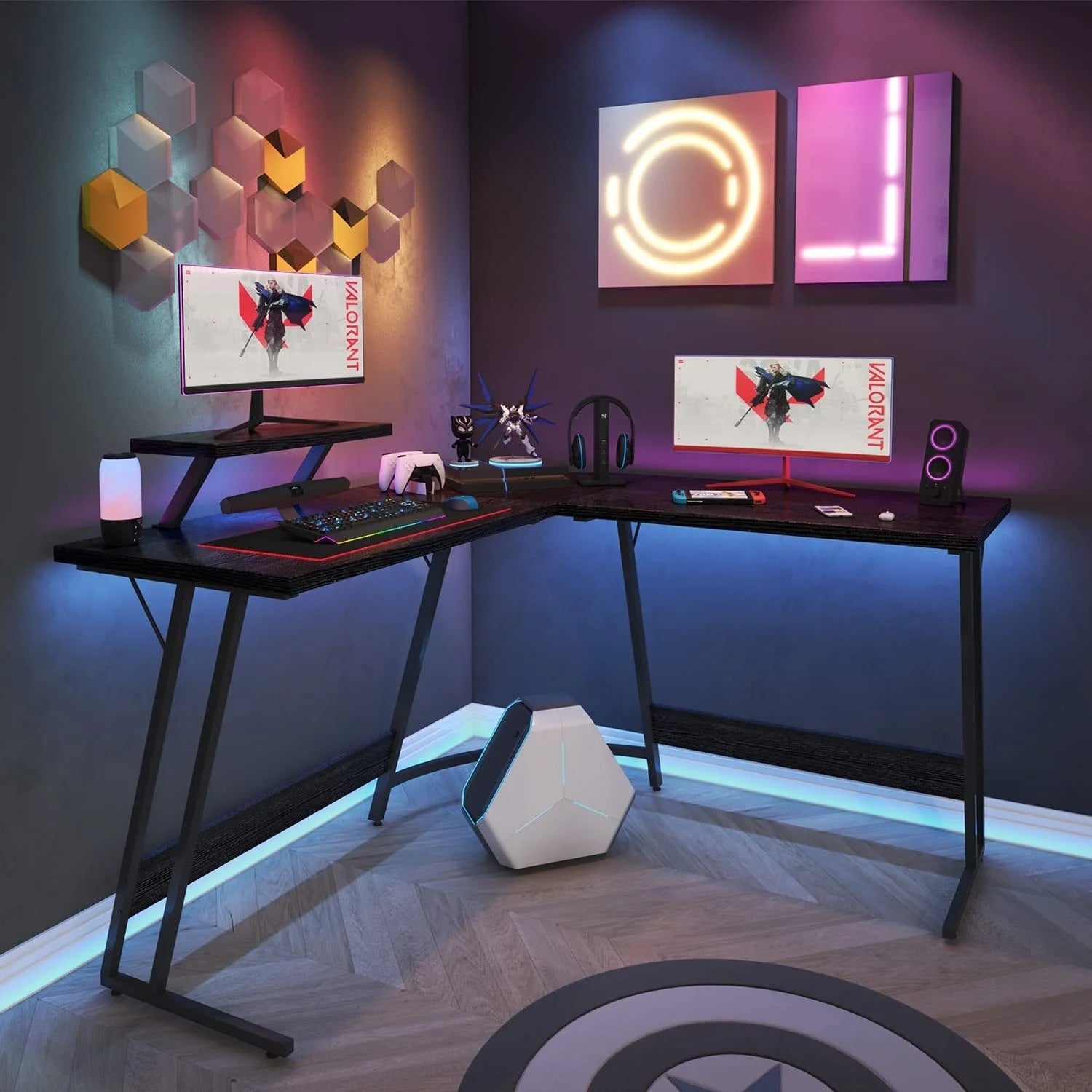 Black L Shaped Gaming Desk I51706