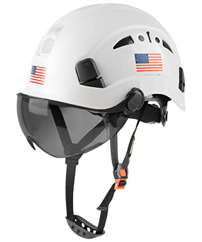 Safety Helmet Hard Hat with Visor Chinstrap Adjustable Lightweight Vented ABS 6-Point Suspension ANSI Z89.1 Approved Z468009
