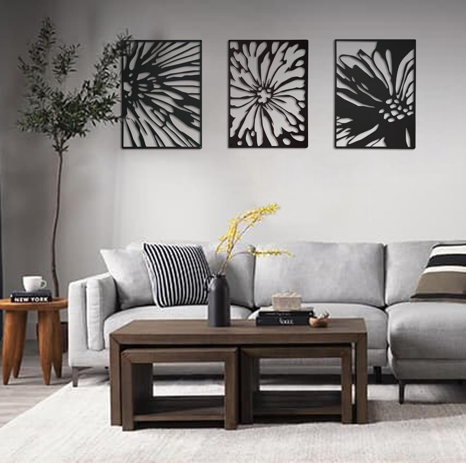 3PCS Black Metal Wall Art Decor K871483