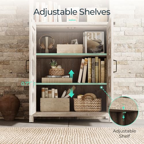Light Brown 5-Shelf Storage Cabinet with Doors O641
