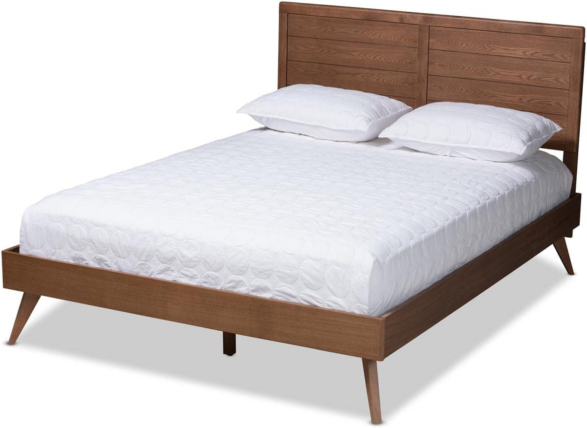 Walnut Brown Wood Queen Platform Bed U664222