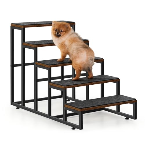 Grey 5 Tier Pet Stairs with Non-Slip Stair Tread S875268