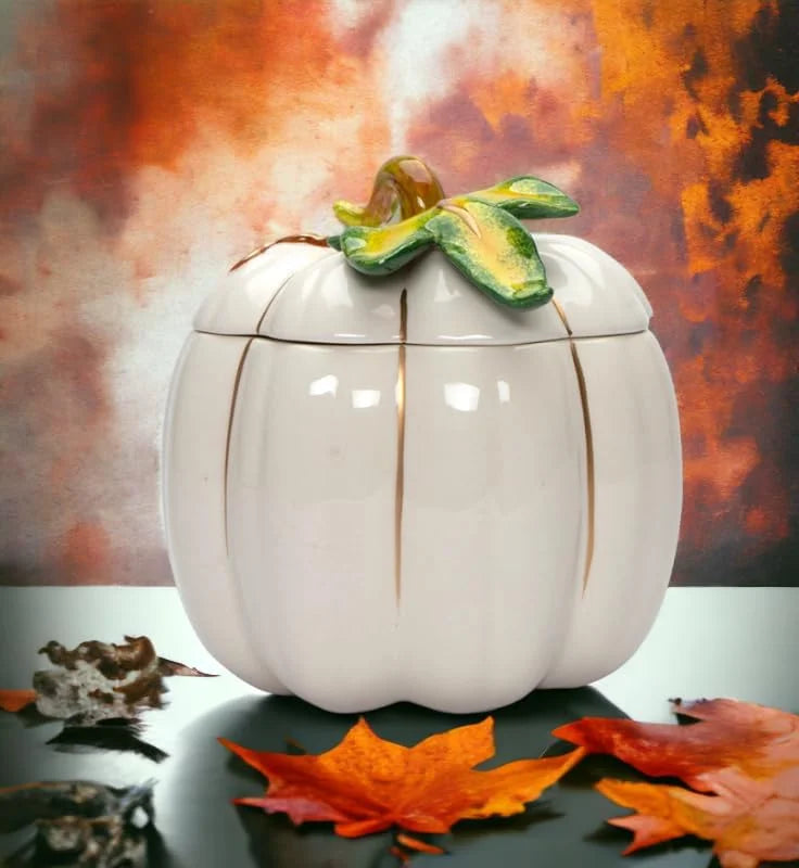 White Pumpkin Cookie Candy Jar A80806