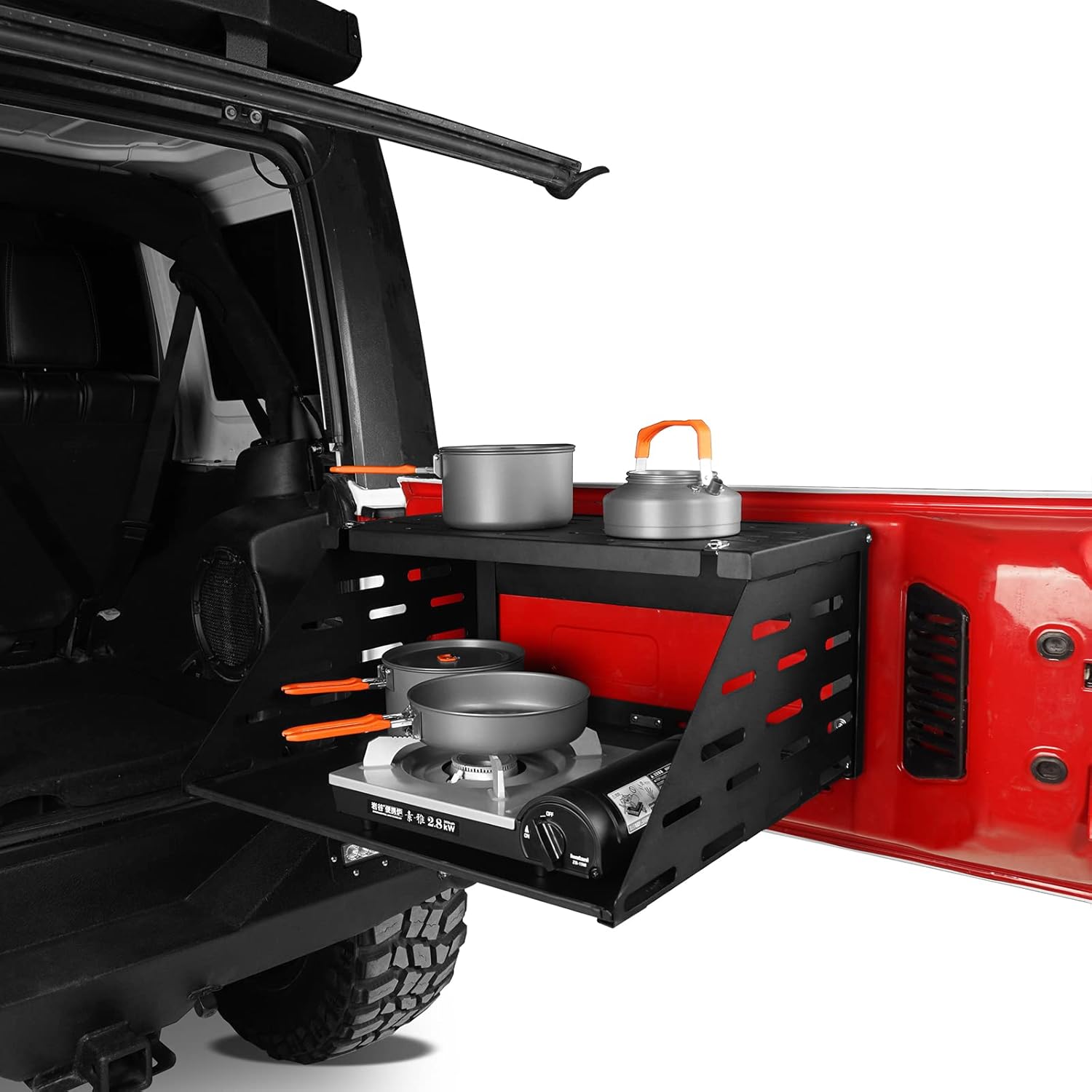 2-Tier Foldable Tailgate Table Camping Cargo Shelf U97227